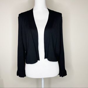 Calvin Klein Black Cropped Ruffle Sleeve Sweater XL